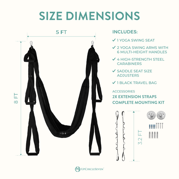 Aerial Yoga Hammock swing With Handles Made in Spain, 250 Cm Wide, With  Height Regulators - Etsy